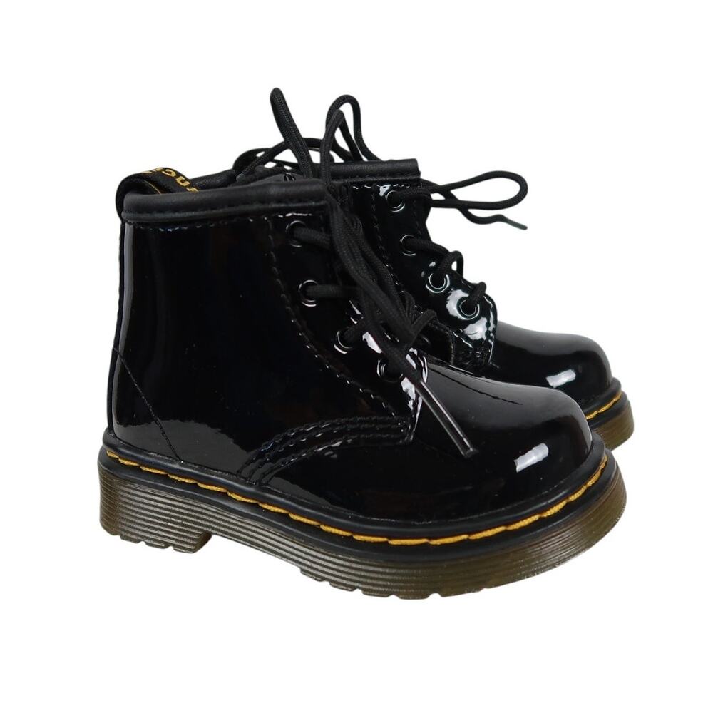 Dr. Martens Infant 1460 Black Patent Leather Lace-Up Boots Baby US 4